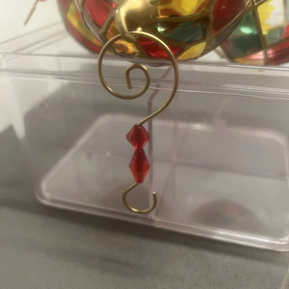 Faux Stained Glass (plastic) Christmas Ornaments Some Small Defects  Set Of 4